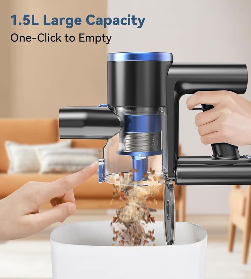 NADALY Cordless Vacuum Cleaner, Stick Vacuum with 3 Powerful Suction Modes, Max 45 Mins Runtime, Anti-Tangle Vacuum Cleaner for Home, 8-in-1 Rechargeable Vacuum for Carpet, Pet Hair, Hard Floors