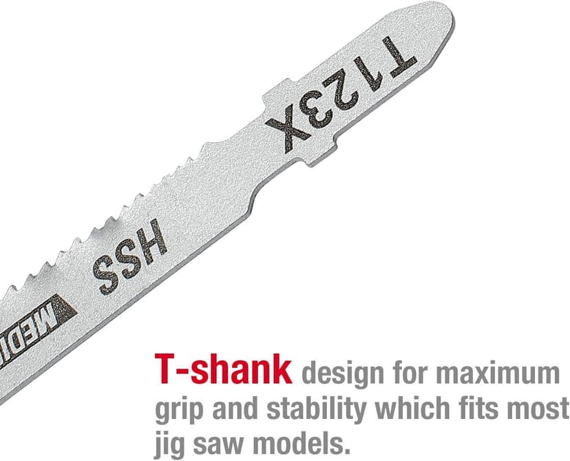 WORKPRO 25-Piece T-Shank Jig Saw Blade Set with Storage Case, Made with HCS/HSS/BIM, Assorted Blades for Wood, Plastic and Metal Cutting