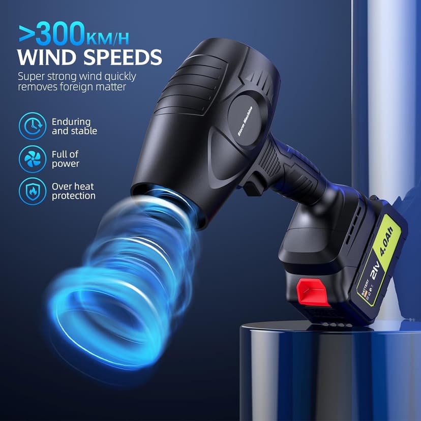 Electric-Cordless-Leaf-Blower - 500000RPM Handheld Leaf Blower - 2 X 4.0Ah Batteries and Charger Included, Lightweight Leaf Blowers for Patio Cleaning Dark