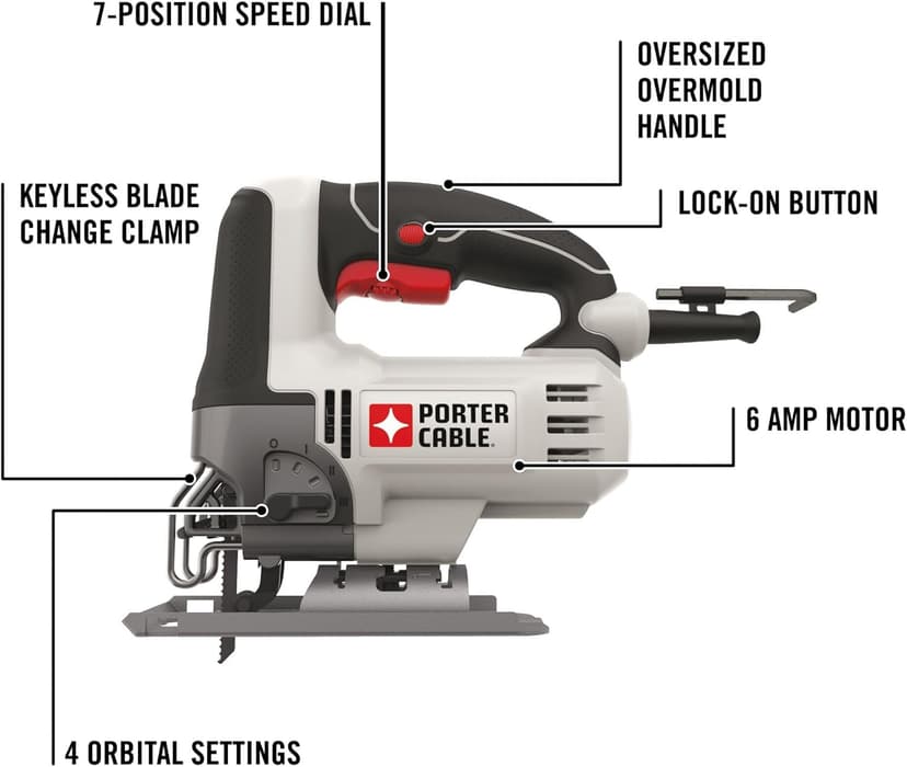 PORTER-CABLE Orbital Jig Saw, 6.0-Amp, Corded (PCE345)