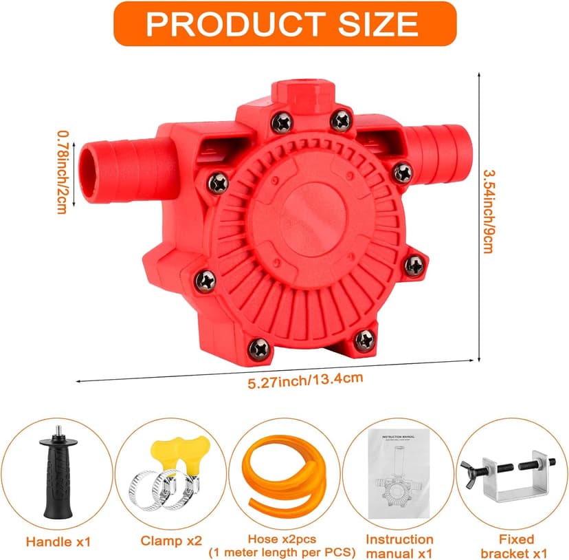 Portable Self Priming Water Drill Pump Attachment,Self Priming Pump Attachment for Drills with Suction and Discharge Hose for Water Oil Fluid Transfer
