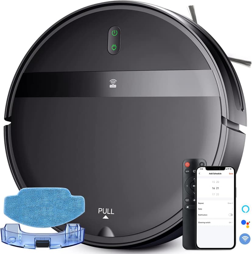 Robot Vacuum and Mop Combo, WiFi/Alexa/App, Smart Robotic Vacuum Cleaner, Ultra-Slim & Quiet, Tangle-Free, Auto Recharge, Robot Vacuum Cleaner for Pet Hair/Carpet/Hard Floor