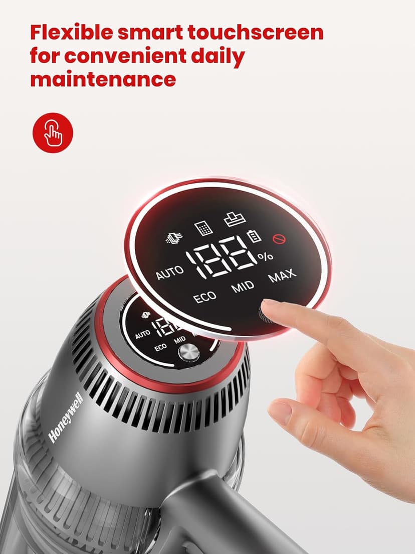 Honeywell Smart Cordless Vacuum Cleaner w/Automatic Adjustment, 10-in-1 Lightweight Stick Vacuum with 3000mAh Battery 70Mins Runtime, Rechargeable Cordless Vacuum for Pet Hair/Carpet/All Floor, VC14