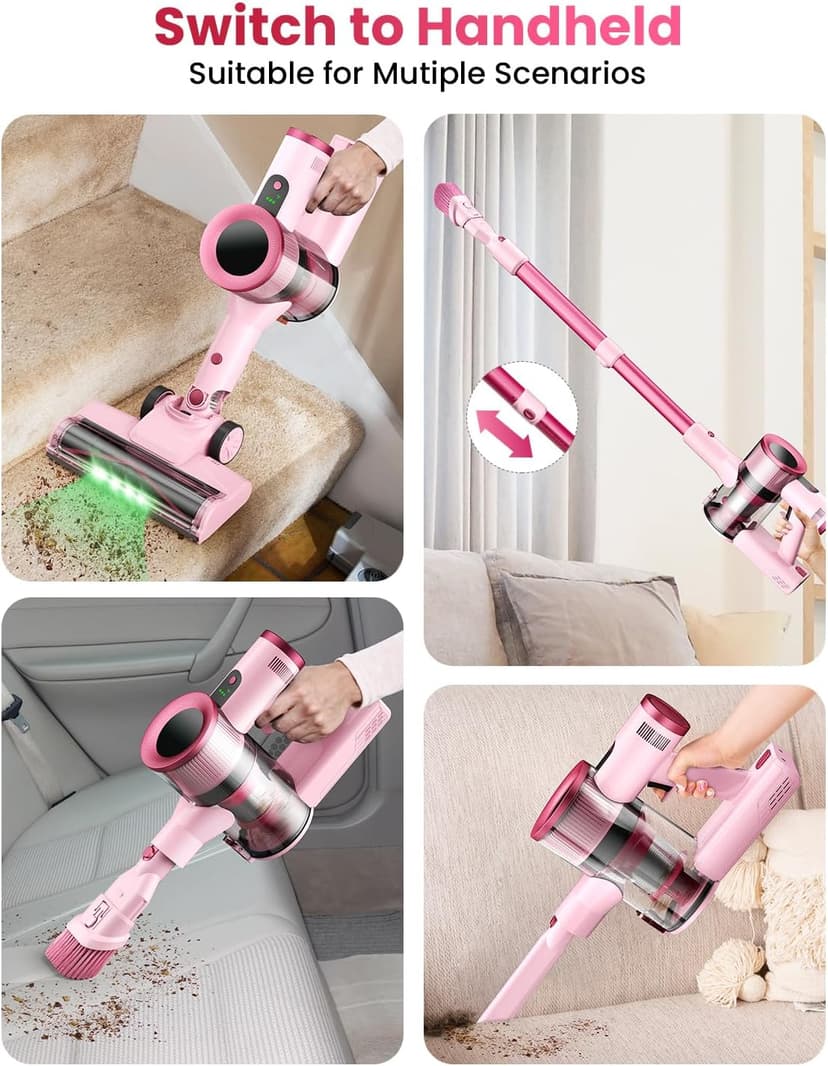 Cordless Vacuum Cleaner, Stick Vacuum with Smart LED Display, 45KPA 50Mins Vacuum Cleaners for Home, Powerful Suction, Anti-Tangled Lightweight Rechargeable Vac for Pet Hair, Carpet, Hard Floor