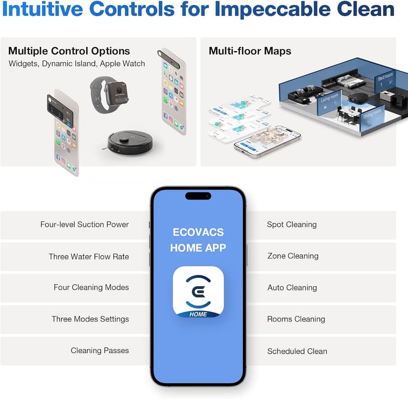 ECOVACS DEEBOT N30 Omni Robot Vacuum and Mop, 10000Pa Suction, TruEdge Adaptive Edge Mopping, ZeroTangle 2.0 Technology, Hot Air-Drying, Self-Emptying, Auto-Lift Mopping, Obstacle Avoidance