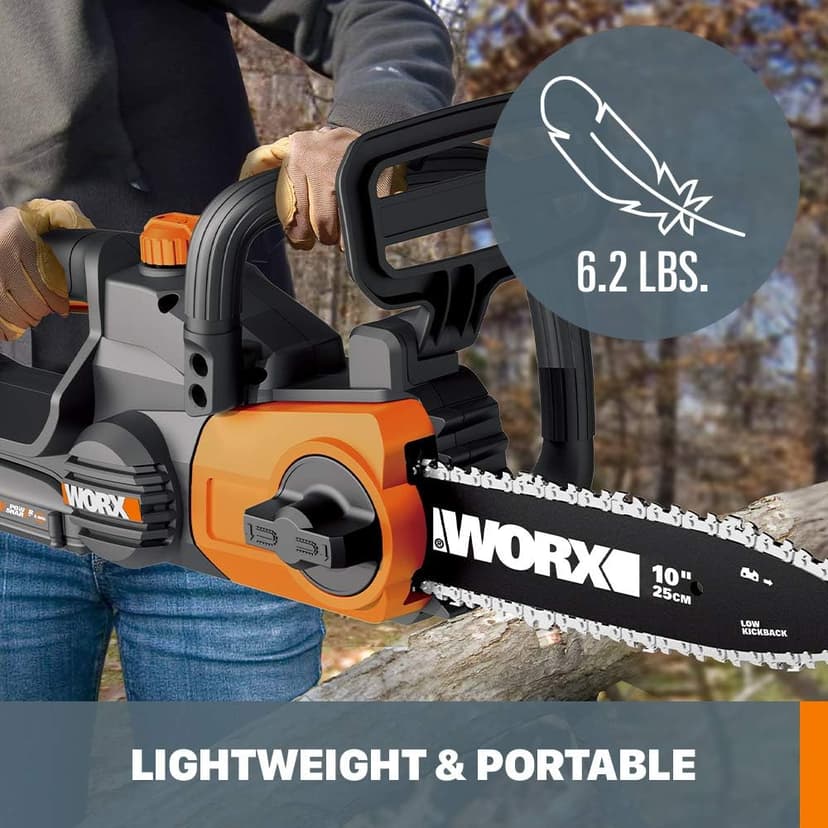 Worx WG322 20V Power Share 10" Cordless Chainsaw with Auto-Tension