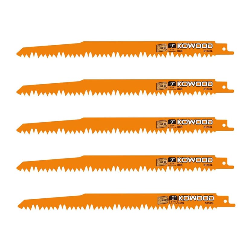 9-Inch Wood Pruning Saw Blades for Reciprocating/Sawzall Saws/Sabre Saws by KOWOOD - 5 Pcs Pack Wood Cutting Set