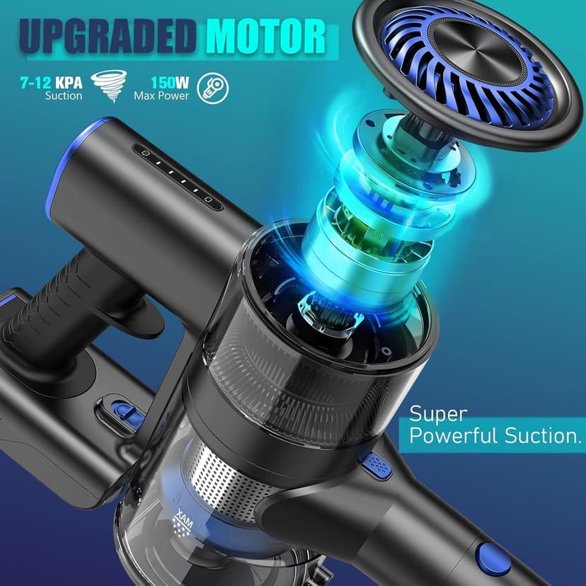 Cordless Vacuum Cleaner,Vacuum Cleaners for Home with Super Suction,Lightweight Stick Vacuum with 35 Mins Runtime,Rechargeable Cordless Vacuum for Carpet, Tile, Pet Hair, Hardwood Floors(Deep Blue)