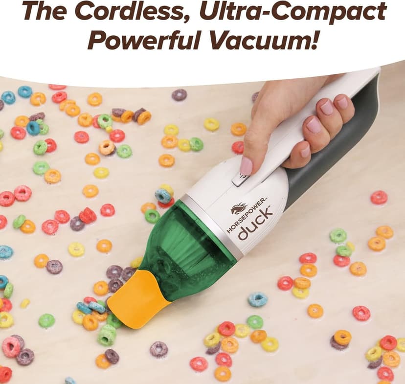 Duck Compact Cordless Vacuum by Horsepower, Ultra-Powerful, Strong Suction, AS-SEEN-ON-TV, Easy To Store, Rechargeable. Home, Auto, Pet Hair, Fits In Tiny Crevices, Includes Hose, Crevice Tool & Brush