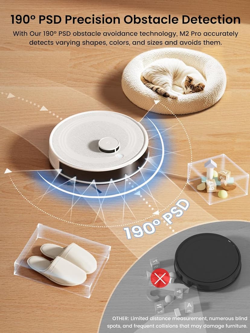 Lefant LiDAR Robot Vacuum and Mop, 45-Day Self-Emptying, 190° PSD Obstacle Avoidance, Customized Cleaning, Multi-Floor Mapping, 5500Pa Strong Suction, 140 Min Runtime, WiFi/App/Alexa, M2 Pro