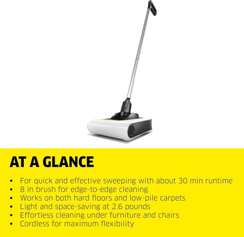 Kärcher KB 5 Electric Floor Sweeper Broom, for Carpets, Hardwood Floors and Tiles, Lightweight and Cordless, Ideal for Fur, Hair, Dirt & Dust