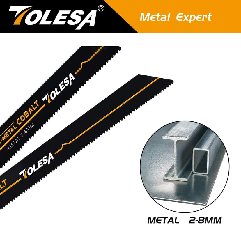 TOLESA Heavy Metal Cutting Reciprocating Saw Blades 6 Inch 14TPI for Pipe, Rebar, Bi-Metal Sabre Saw Blades 5 Pack