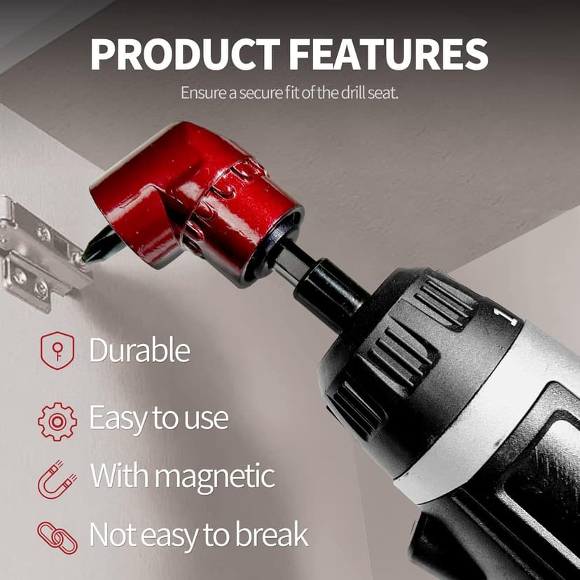 105 Degree Right Angle Drill Screwdriver Bit Set, 1/4” Hex Shank Right Angle Drill Attachment with 4PCS PZ2 & PH2 Screwdriver bits and bit holder