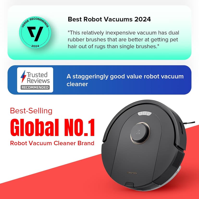 roborock Q5 Pro Robot Vacuum and Mop Combo, 5500Pa Powerful Suction, DuoRoller Brush, LiDAR Navigation, 3D Mapping, Robotic Cleaner for Dirt, Floors, Pet Hair, 240min Runtime, Smart No-Go Zone, Black