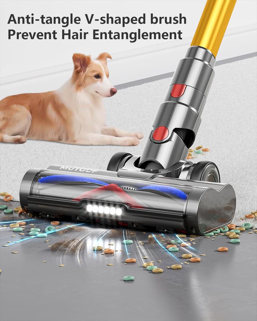 Cordless Vacuum Cleaner, 45Kpa 550W Vacuum Cleaners for Home, Max 70Mins Cordless Stick Vacuum with LED Screen, Dual Handle Anti-Tangle Rechargeable Vacuum for Hard Floors/Pet Hair/Carpet