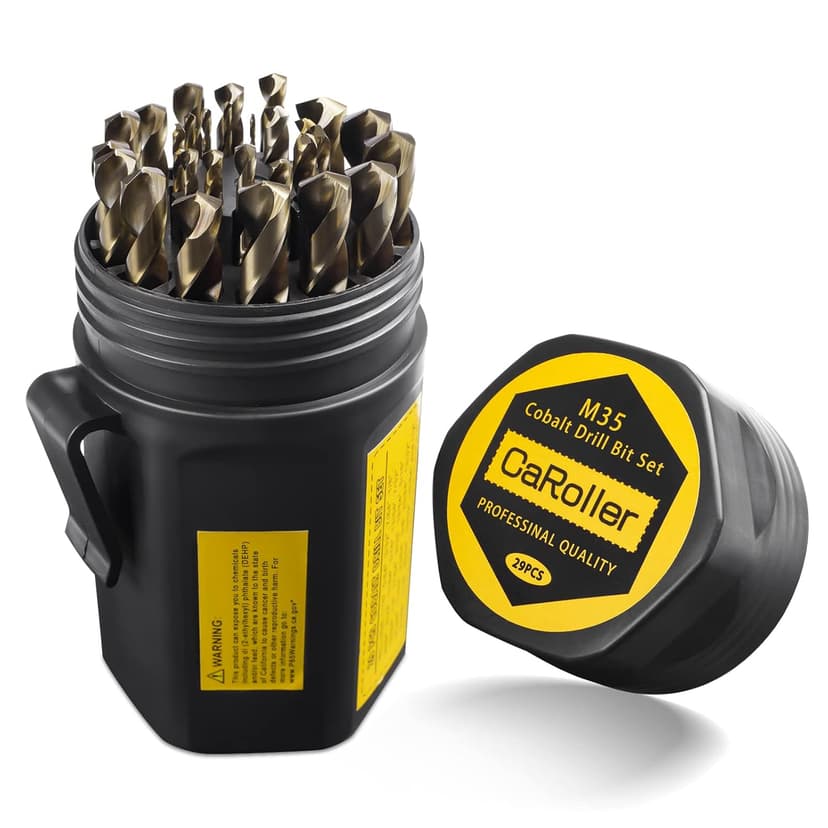 Cobalt Drill Bit Set 29-Piece M35 Cobalt Steel Metal Drill Bits Durable Round Shank Drill Sets for Steel, Wood Plastic Sheet Metal – Includes Practical Cup-Type Holder (29pcs Cobalt)