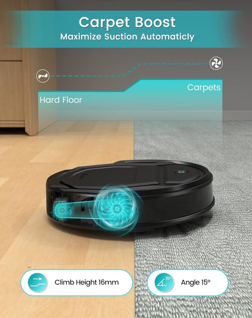 Lefant Robot Vacuum Cleaner Slim Quiet,2200Pa Powerful Suction,120 Mins Runtime,6 Cleaning Modes,Wi-Fi/App/Alexa,Self-Charging Pet Hair Robotic Vacuum Ideal for Hard Floor,Low-Pile Carpet,M210 Pro