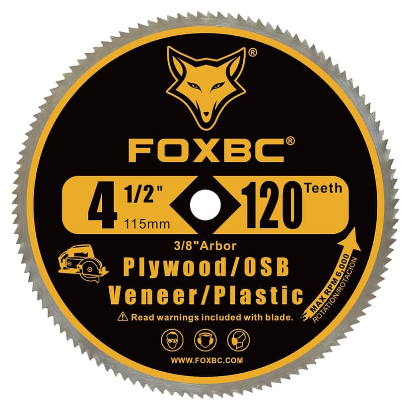 FOXBC 4-1/2 Inch Circular Saw Blade 120 Tooth for Plywood, OSB, Veneer, Plastics Cutting with 3/8 Inch Arbor - 3 Pack