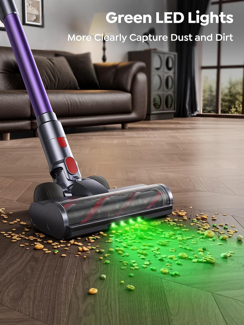 Cordless Vacuum Cleaner, 550W 45KPA 60 Mins Runtime Vacuum Cleaners for Home, Stick Vacuum with Self-Standing, Wall Mount Charging and Intelligent Auto Mode, Handheld Vacuum for Pet Hair/Carpet/Floor