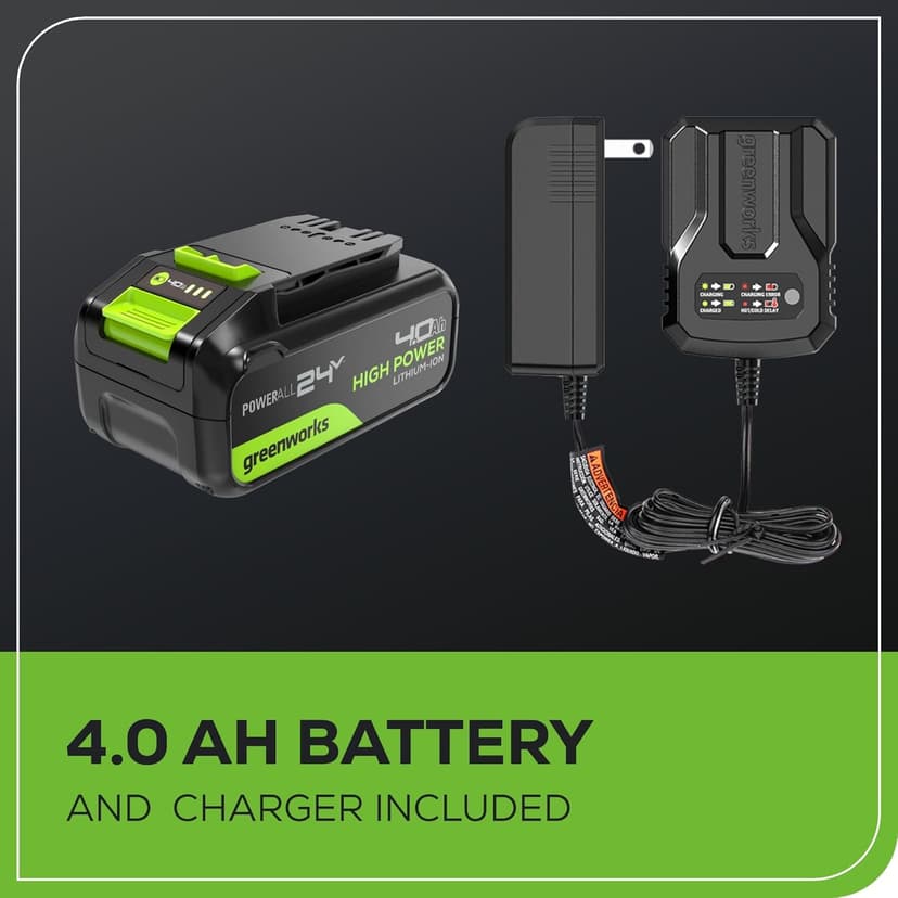 Greenworks 24V Brushless 7-1/4" Sliding Compound Miter Saw Kit, 4800RPM, Single Bevel 0-47°, LED Cut Line, Dust Collection, 4.0Ah Battery & Charger Included