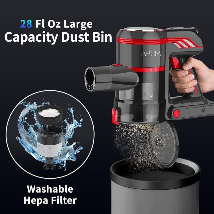 Vacuum Cleaners for Home, Lightweight Cordless Vacuum Cleaner for Hard Carpet, Hard Floor, Pet Hair, 30Kpa Vacuum Cleaner with HEPA Filter, Side Light, Max 55 Mins, Full Touch Screen