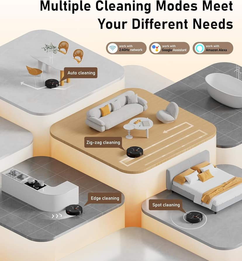 NADALY D200 Robot Vacuum and Mop Combo, Lidar Navigation Robot Vacuum Cleaner, 6000Pa Suction, 200Mins Runtime, Wi-Fi/App/Alexa Control, Self-Recharging Robotic Vacuum for Carpet Pet Hair Hard Floor