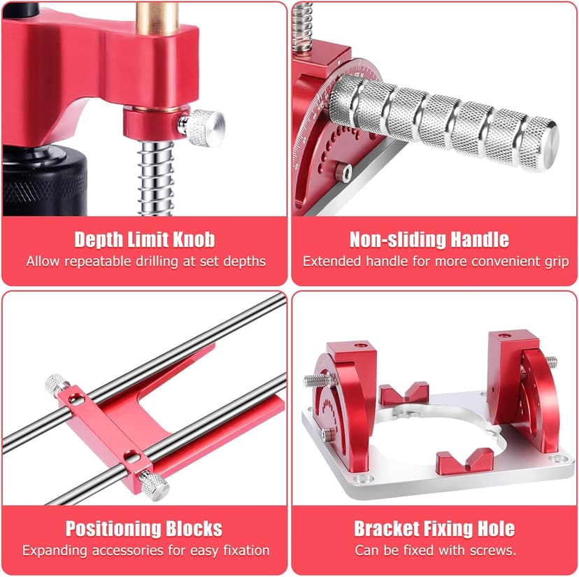 Portable Drill Guide, Multi Angle Drill Guide for Straight Holes,Adjustable Angle 0° to 60°, Heavy-Duty Self-Centering Base,Precision Drilling Jig with Chuck & Key,Chuck Clamping Range for 1/16-1/2"