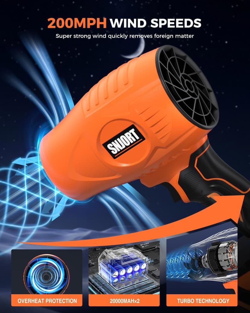 Leaf Blower Cordless with Battery and Charger, 500,000 RPM, Extended Nozzle, Lightweight Handheld Design, Turbo Jet Blower for Patio Cleaning,car Blowing Water, Lawn Care, Blowing Leaves and Dust