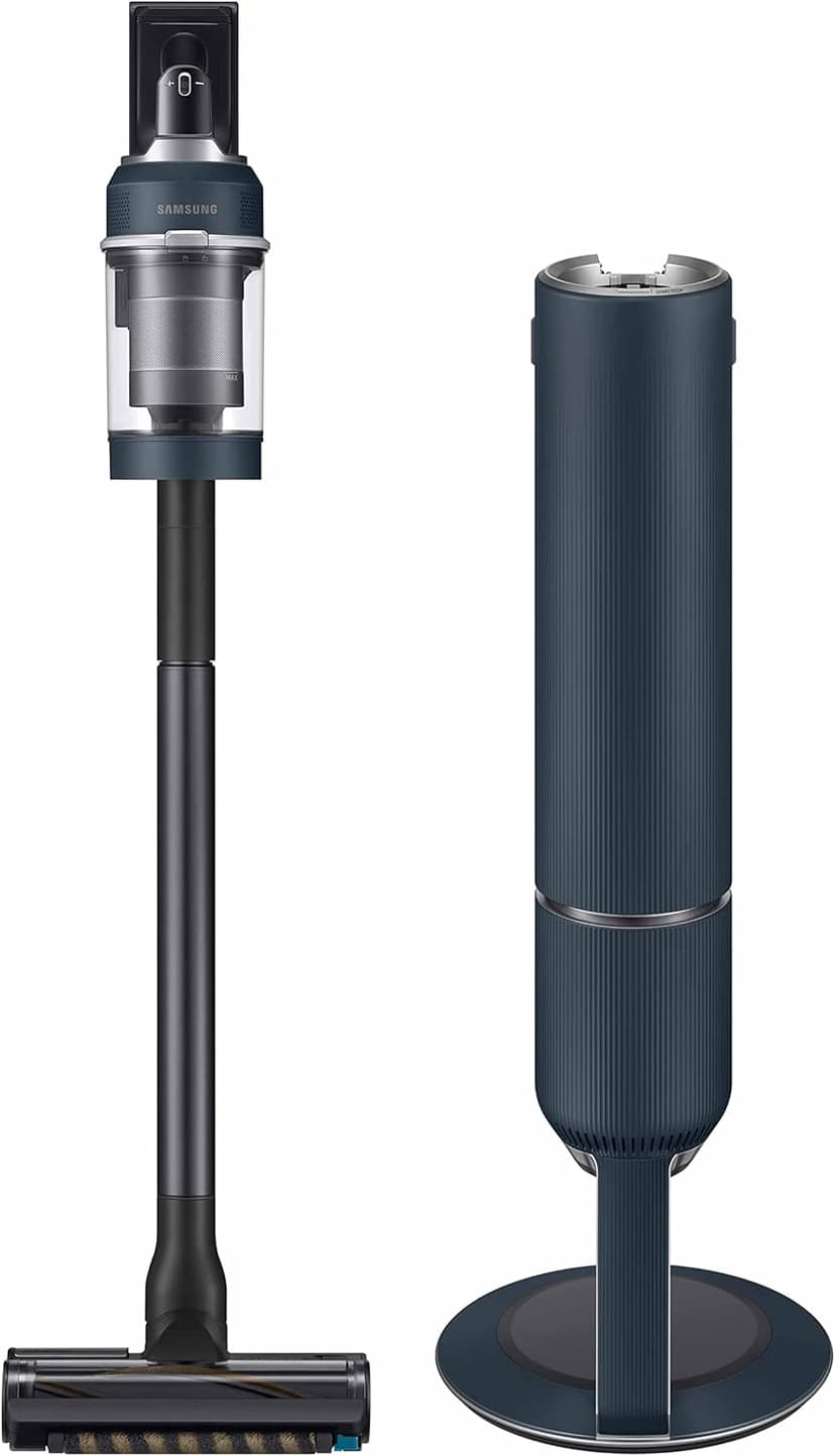 SAMSUNG BESPOKE Jet Cordless Stick Vacuum Cleaner w/ Clean Station, Powerful Multi-Surface Floor Cleaning for Carpet, Hardwood, Tile, 5-Layer Filter, Lightweight, VS20A9580VB/AA, 2023, Midnight Blue