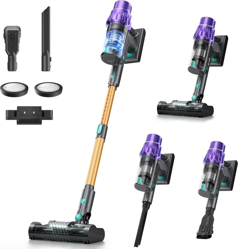 Cordless Vacuum Cleaner, 50KPA/70Mins Vacuum Cleaners for Home with Auto Dust Detection/LED Touch Display,Rechargeable Stick Vacuum,Self-Standing Vacuum,Handheld Vacuum for Carpet,Hard Floors,Pet Hair