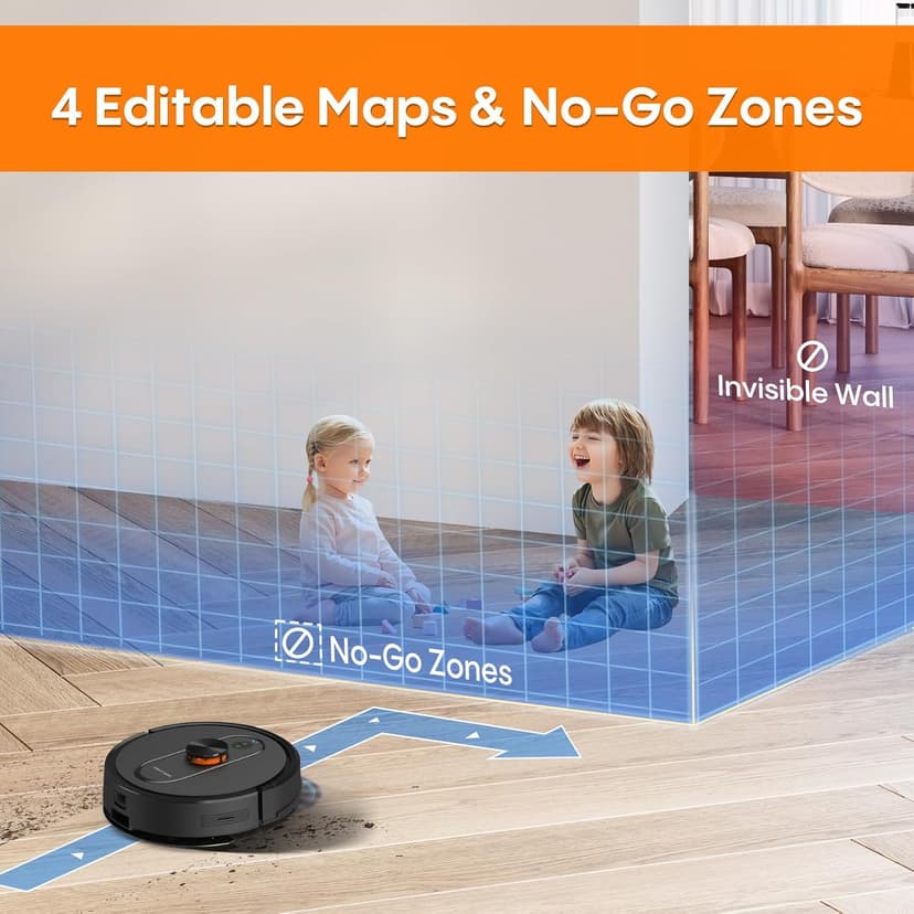 Robot Vacuum and Mop Self-Emptying, 5000Pa Robotic Vacuums, 60 Days Hands-Free, 3-in-1 LiDAR Robot Vacuum Cleaner,No-Go Zones,Perfect for Carpets, Hard Floors, and Pet Hair