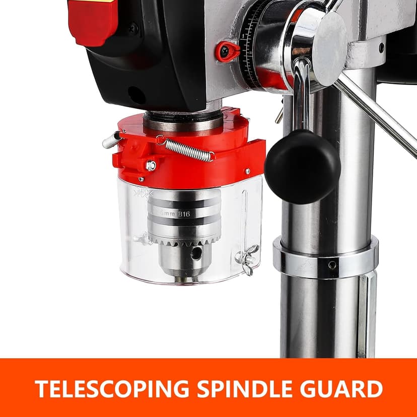 13 in Floor Drill Press, 7.5 Amp 120V, 288-3084 RPM Variable Speed Cast Iron Bench Drill Press, 0-45°Tilting Worktable, Tabletop Drilling Machine for Wood Metal