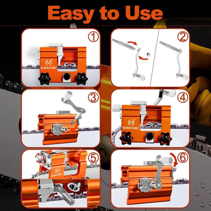 Chainsaw Sharpener Jig Kit, Portable Chainsaw Sharpening Tool with Burr Grinding Stone & Cleaning Brush, Manual Chain Saw Blade Sharpener Attachment for Chain/Electric Saw, Lumberjack, Garden Worker