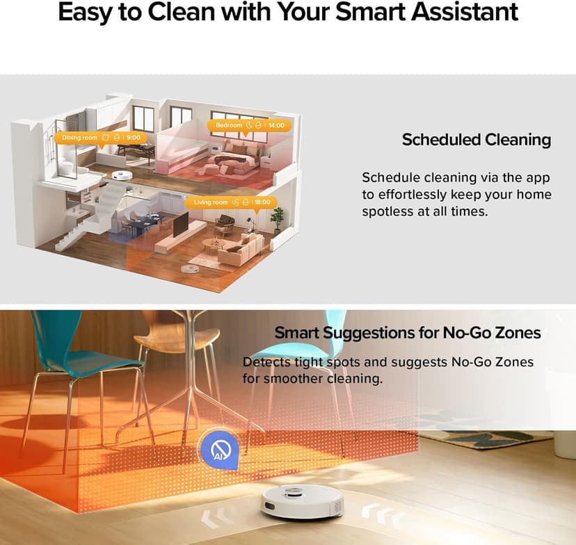 roborock Q7 M5+ Robot Vacuum and Mop, Upgraded from Q5 Max+, 7 Weeks Self-Emptying, 10000Pa Suction, Dual Anti-Tangle System, for Pet Hair & Carpet, PreciSense LiDAR Navigation, App Control, White