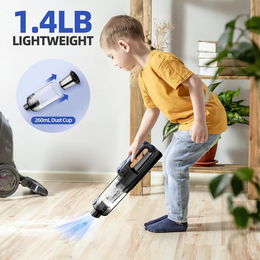 Car Vacuum Portable Cordless, 18000Pa 2 in 1 Cleaner&Air Duster, 130W Brushless Motor Handheld Vacuum Cordless with 7800mAh Battery, LED Light, Multi-Nozzles for Car, Home, Office, Pet