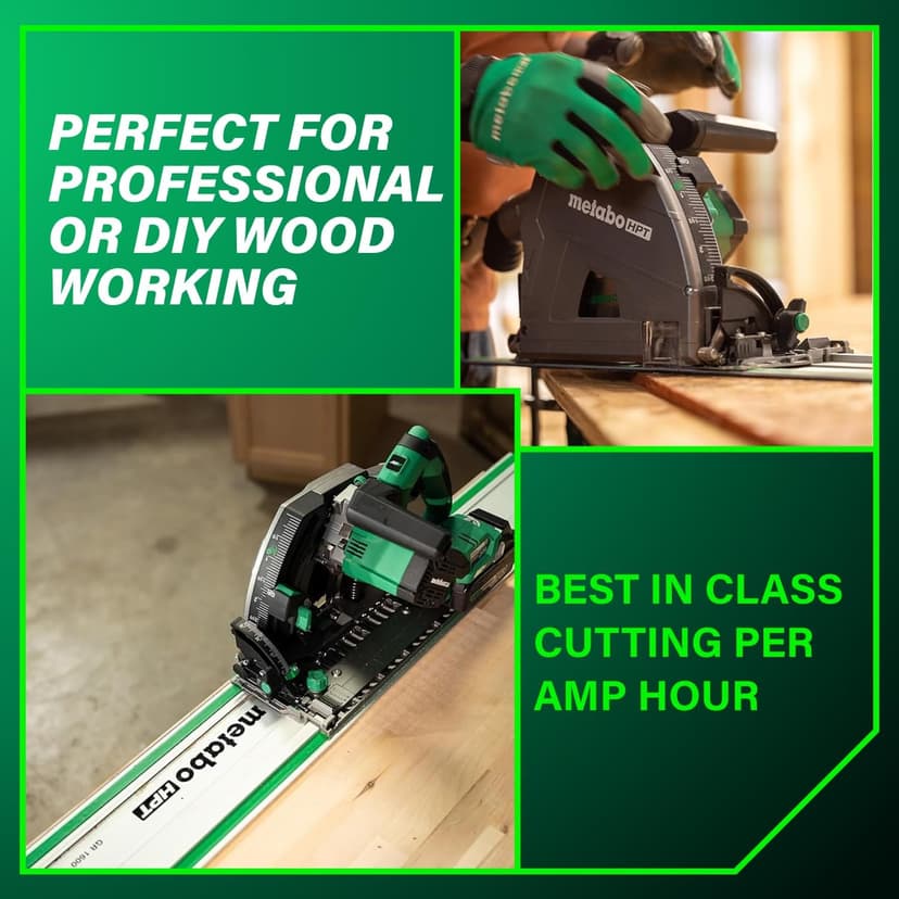 Metabo HPT 36V MultiVolt 6-1/2" Cordless Track Saw Kit, Adjustable Bevel -1 to 46°, Over 2-1/2" Cutting Depth, Lightweight Design, Includes 4.0Ah Metabo Battery and Rapid Charger, C3606DPA