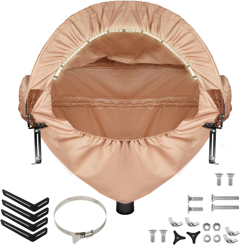 GARVIN Miter Saw Dust Collection Hood with Light, Dust Solution for Table Miter Saw, Chop Saw Hood Dust Collector Attachment, Accessory Holes, with Storage Bag, Fits All Miter Saws Khaki