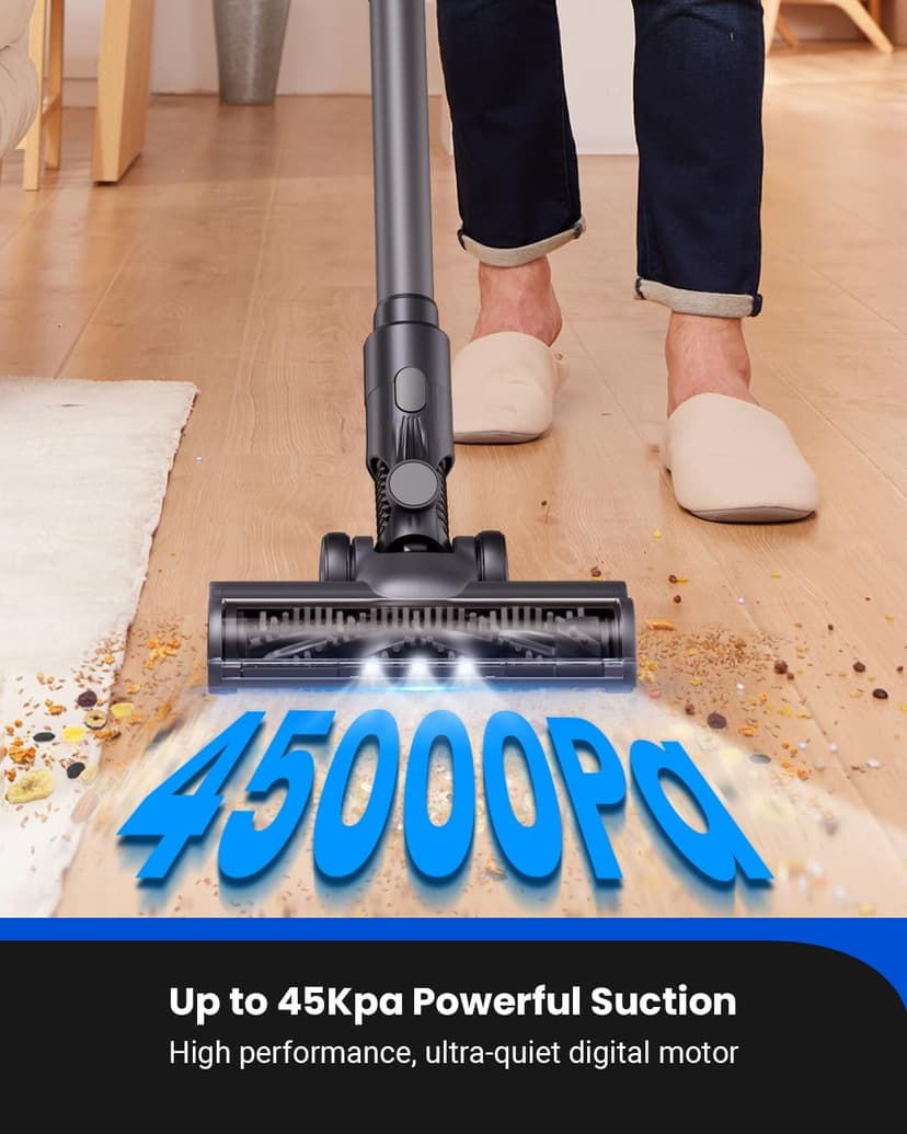 Proscenic Cordless Vacuum Cleaner,45Kpa 55Mins P11 Mopping Wet Dry Vacuum and Mop Combo All in one, Lightweight Stick Vacuum with LED Display, Long Runtime Ease of use for All Floors Pet Hair Carpet