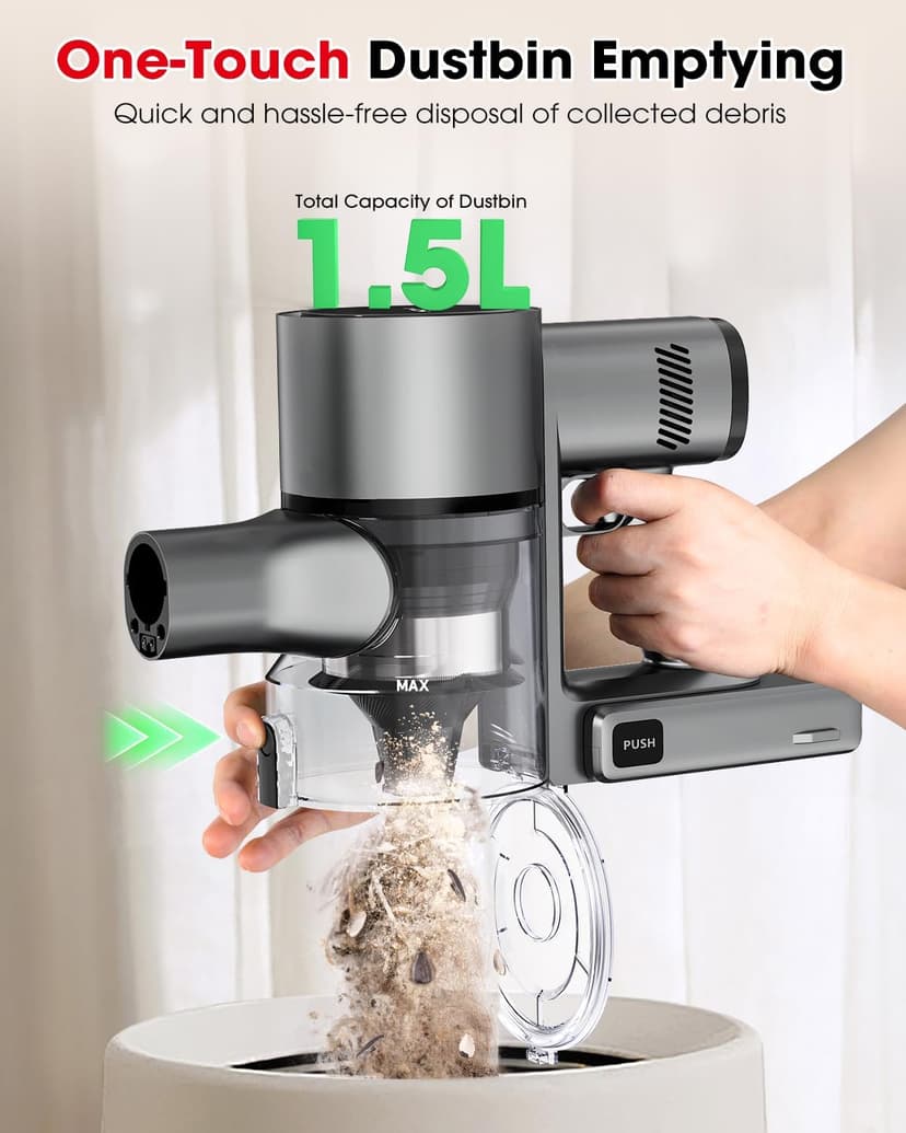 Cordless Vacuum Cleaners for Home, 45KPA Powerful Suction, Up to 60 Minutes, Tangle-Resistant, Lightweight, Rechargeable Stick Vac with Wall Mount for Carpet, Tile, Pet Hair, Hardwood Floors