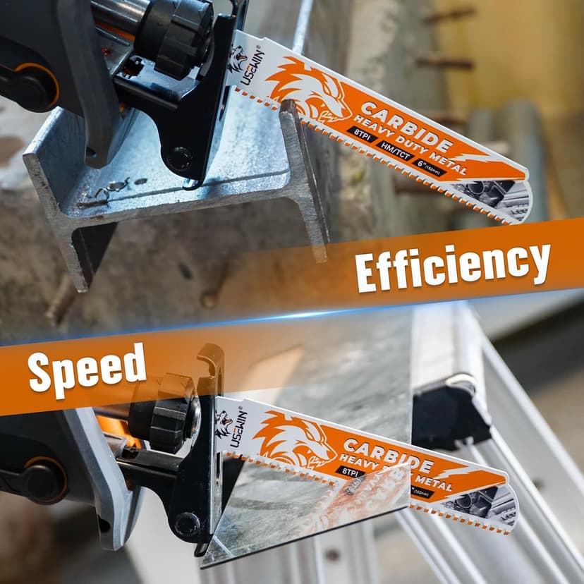 3 Pack Carbide Reciprocating Saw Blades, 6 Inch 8 TPI Metal Blades, Pruning Blade for Reciprocating Saw for Thick Metal, Cast Iron, Alloy Steel