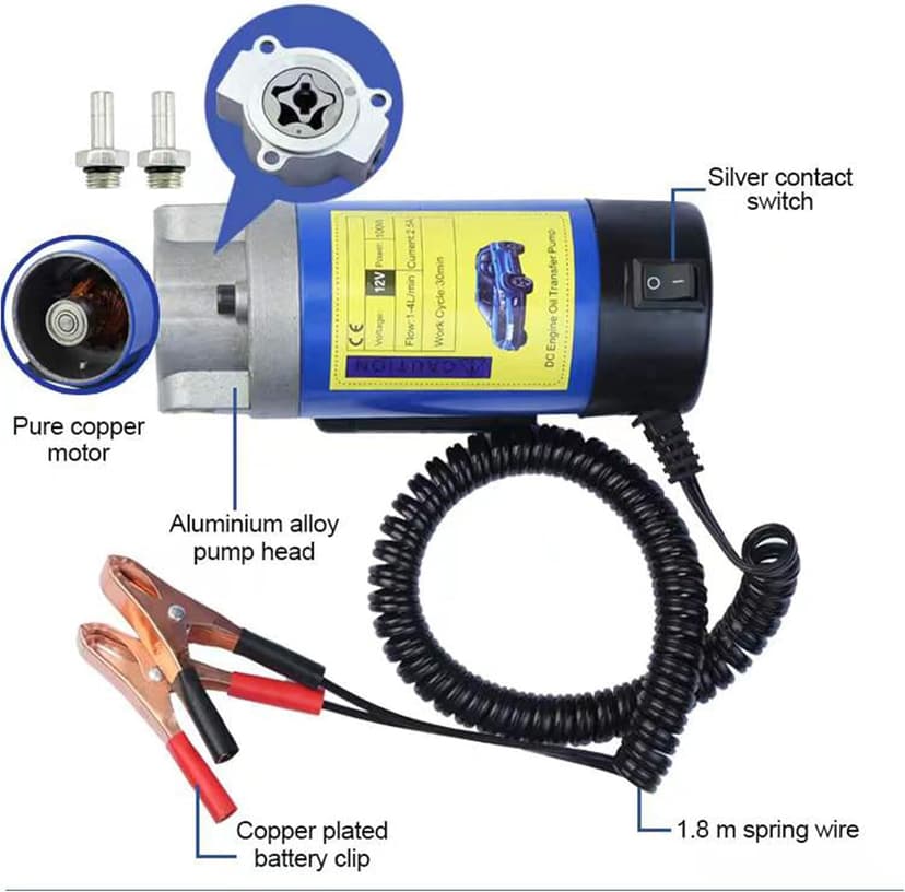 AIGMISON 12V 100W Engine Oil Pump, Electric Oil Change Extractor Pump, Diesel Extractor Pump Equipped With 3 Pipes-Low Noise