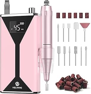 Professional Electric Nail Drill 45000RPM (Portable & Rechargeable) (with 11 Drill Bits ) Cordless Nail File Machine for Shaping, Polishing & Removing Gel Nails for Salon Home (Pink)