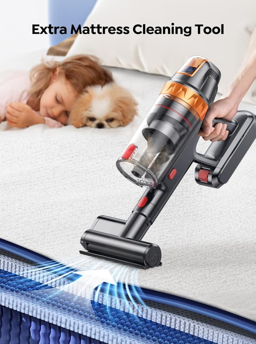 Cordless Vacuum Cleaner, 600W 45KPA with Upholstery Cleaning Tool, Stick Vacuum Cleaners for Home 60 Mins Runtime, Self-Standing, Wall Mount Charging, Rechargeable Vacuum for Floor Carpet Pet Hair