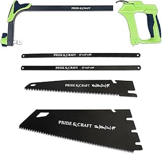 4 In 1 Hand Saw with 4pc Blades Quick Change, Includes Drywall/Metal/Wood/Plastic Saw Blade, Work Glove, Soft and Non-Slip Handle, Fine Cut Hacksaw for Cutting Wood Metal PVC Wallboard