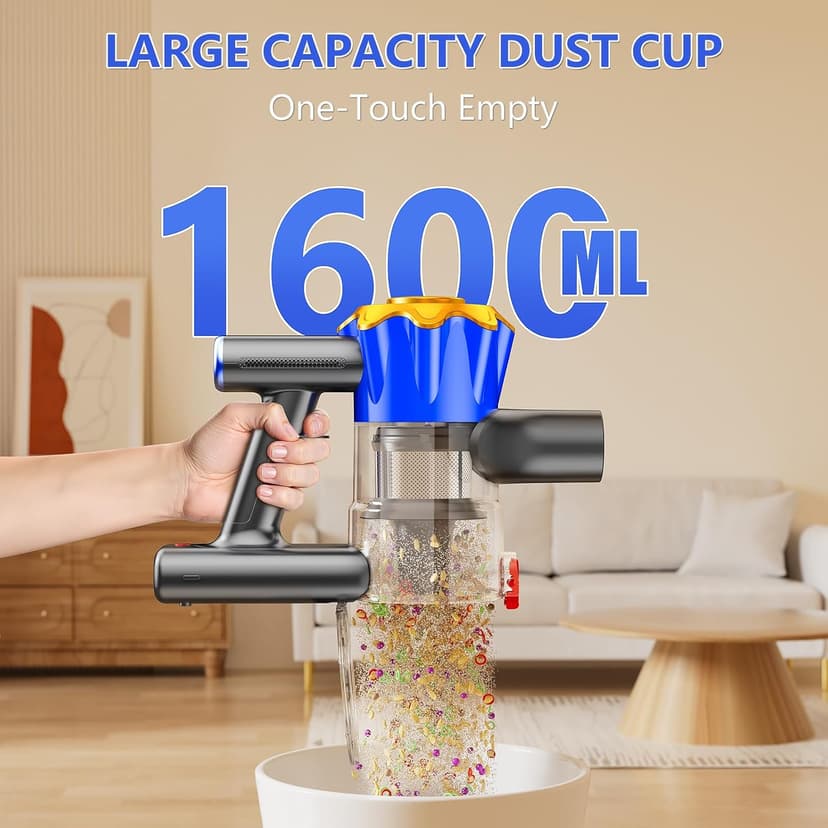 Cordless Vacuum Cleaner, 450W 40Kpa Powerful Stick Vacuum, Up to 50Mins Rechargeable Battery, Vacuum Cleaners for Home Anti-Tangled Lightweight Handheld for Hardwood Floor, Carpets, Pet Hair