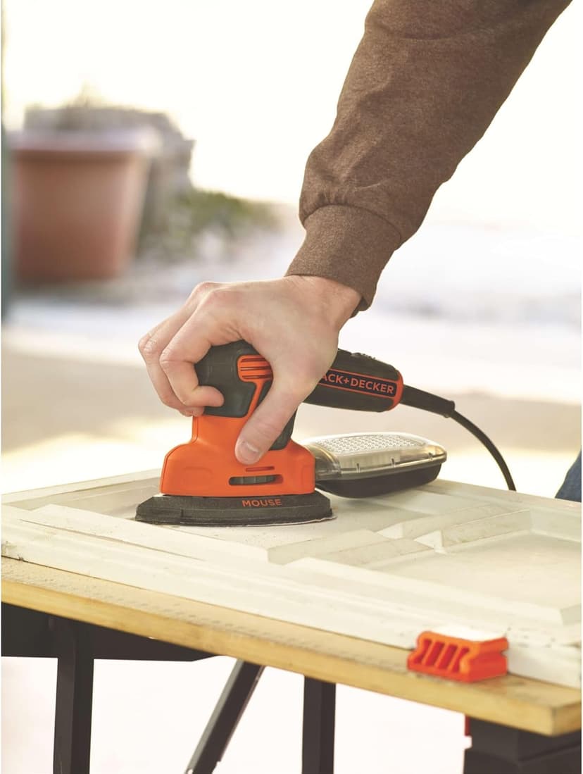 BLACK+DECKER Detail Sander, 1.2 Amp, 16,000 OPM, Compact Design, 3-Position Grip for Comfort, Includes Dust Collector, Corded (BDEMS600)