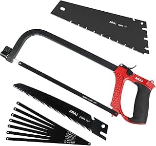 AIRAJ High-end Hacksaw Set, Universal Metal Hacksaw with 3 Different Hacksaw Blades, Best Hacksaws for Metal and Heavy Duty Hand Saw for Cutting Wood, for Cutting Any Metals and Wood Material