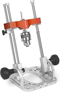 SpeTool Portable Drill Guide with Liner Ball Bearings Guide Poles, 1/2” Chuck Drill Press Adapter for Hand Drill Adjustable from 0-60°, Multi Angle Drill Guide for Straight Holes Woodworking