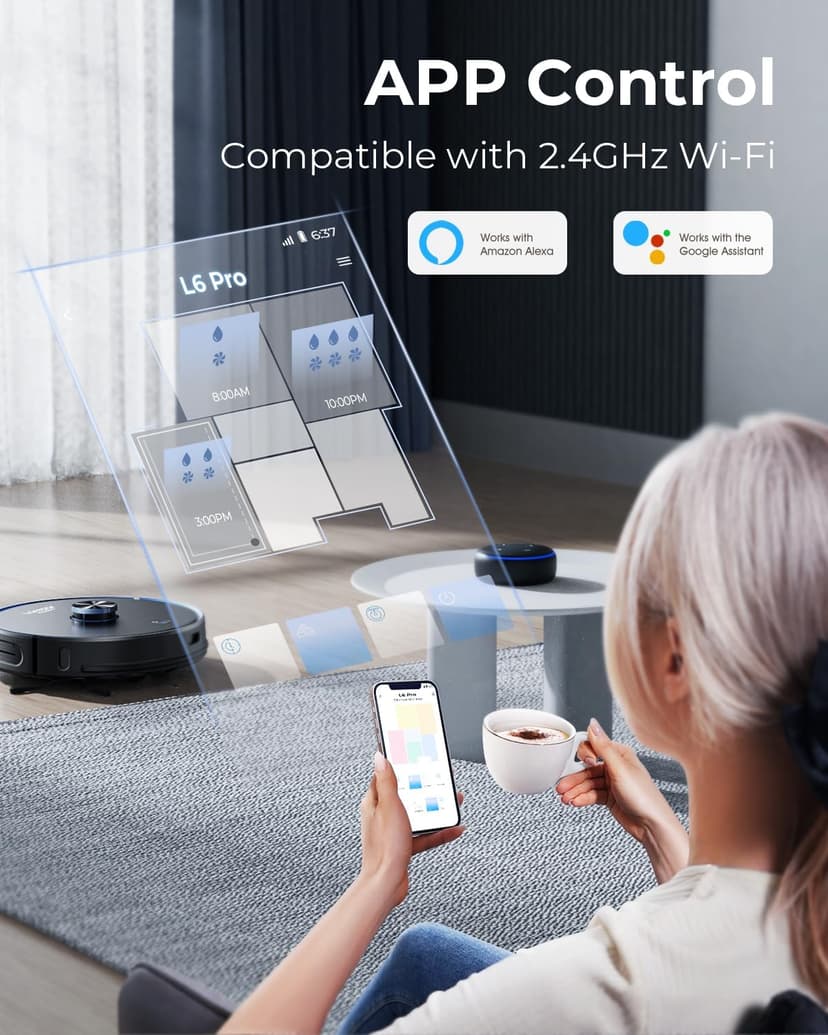Robot Vacuum and Mop Combo, 3500Pa Robotic Vacuum with 3.5L Self Emptying Station, 250 mins Runtime, LIDAR Navigation, WiFi/APP/Alexa Control, Ideal for Pet Hair, Carpet and Hard Floor