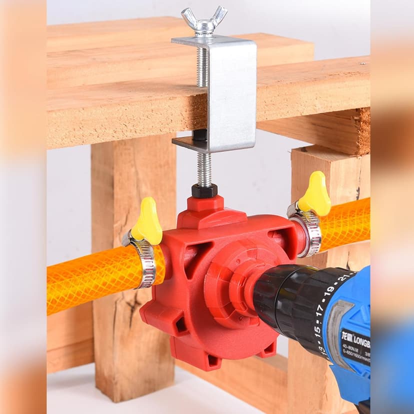 Portable Self Priming Water Drill Pump Attachment,Self Priming Pump Attachment for Drills with Suction and Discharge Hose for Water Oil Fluid Transfer
